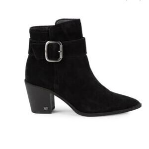 Sam Edelman Black Leonia Buckled Suede Booties Size 8.5